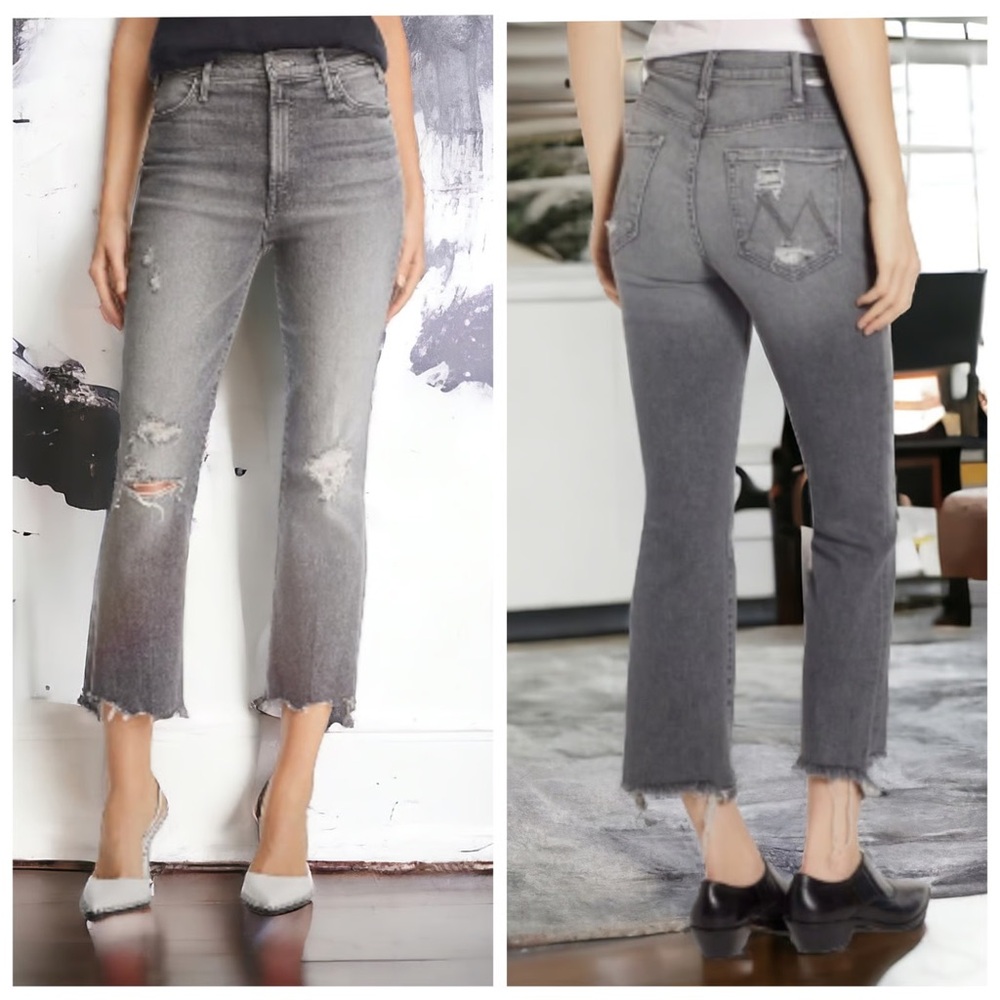 MOTHER Hustler Crop Step Chew Jeans in scene of the crime wash